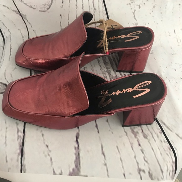 NWT Seven7 Meghan Mule Pinkish Red Block Heel - 6 - Picture 5 of 9